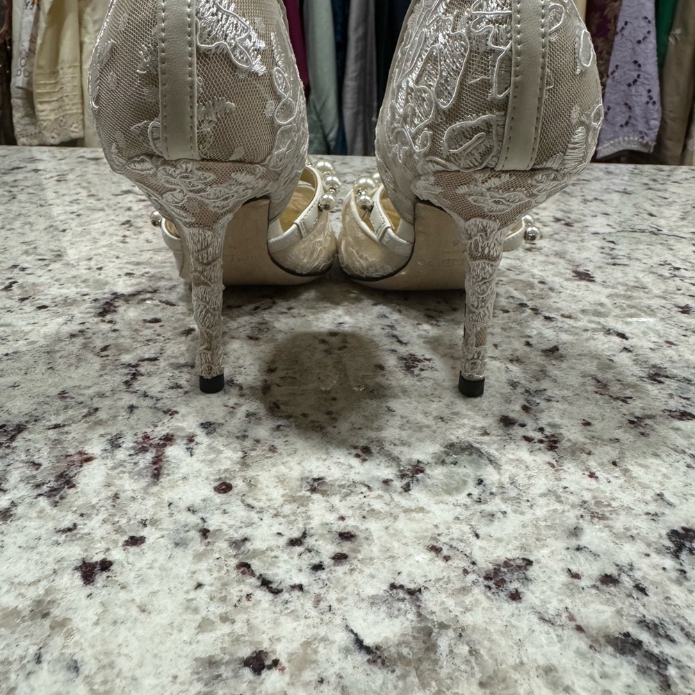 Jimmy Choo Lace Pearl Heels - Cream - Picture 2 of 3